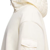 Wool hooded zip-up cape