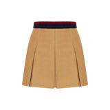 Cotton gabardine pleated mini skirt
