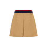Cotton gabardine pleated mini skirt