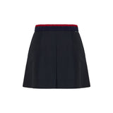 Cotton gabardine pleated mini skirt