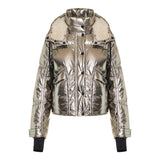 Calaque metallic hooded down ski jacket