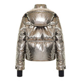 Calaque metallic hooded down ski jacket