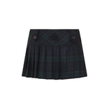 Check wool mini skirt