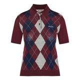 Argyle motif wool polo shirt