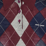 Argyle motif wool polo shirt