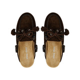 Suede tassel mocassin mules