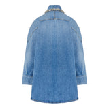 Crystal-embellished denim shirt