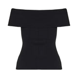 Off-shoulder ribbed knit top
