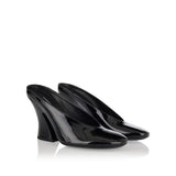 Sculpted patent leather mules