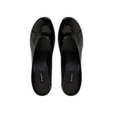 Sculpted patent leather mules