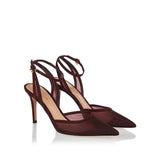 Suede-trimmed organza pumps