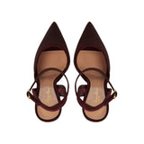 Suede-trimmed organza pumps