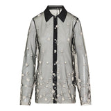 Embroidered semi-sheer shirt