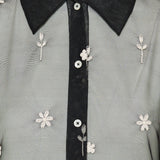 Embroidered semi-sheer shirt