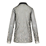 Embroidered semi-sheer shirt
