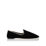 Leather-lined velvet slippers