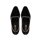 Leather-lined velvet slippers