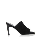 Velour-leather bandeau mules