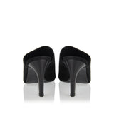 Velour-leather bandeau mules