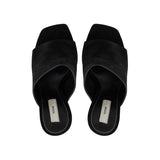 Velour-leather bandeau mules