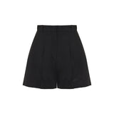 Pleated wool shorts