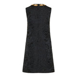 Floral-brocade sleeveless dress