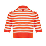Striped cropped polo shirt