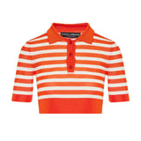 Striped cropped polo shirt