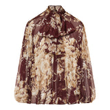 Rose-print chiffon shirt