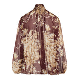 Rose-print chiffon shirt