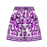 Majolica print twill shorts