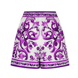 Majolica print twill shorts