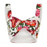 Flower print poplin cropped top