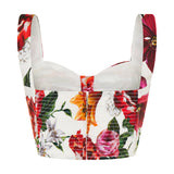 Flower print poplin cropped top