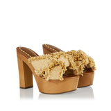 Raffia and canvas wedge sandals