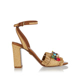 Frayed embroidered sandals