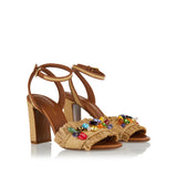 Frayed embroidered sandals