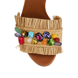 Frayed embroidered sandals