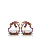 Majolica leather-trimmed satin thong sandals
