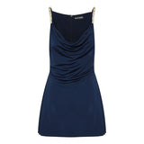 Crystal-embellished cowl-neck dress