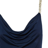 Crystal-embellished cowl-neck dress