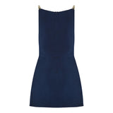 Crystal-embellished cowl-neck dress