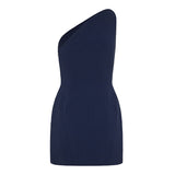 One-shoulder crystal-embellished mini dress