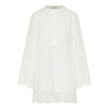 Scalloped broderie anglaise cotton-blend mini dress