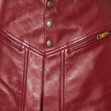 Pleated leather midi skirt