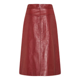 Pleated leather midi skirt