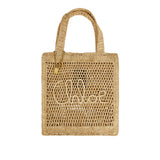 Summer Banana embellished raffia tote bag
