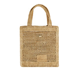 Summer Banana embellished raffia tote bag