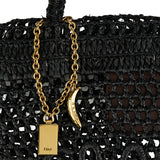 Summer Banana small raffia tote bag