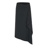 Wool midi wrapped skirt